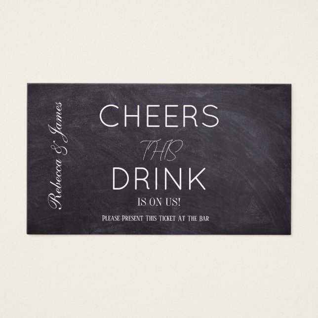 Rustic Chalkboard Bröllop Drink Voucher Biljett (Framsidan)