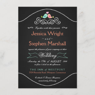 Rustic Chalkboard Bröllop LoveBirds Inbjudningar
