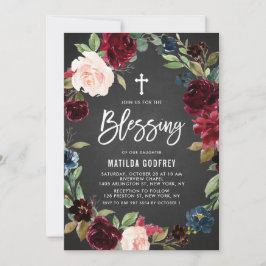 Rustic Chalkboard Burgundy Blommigt, andningsvärk Inbjudningar