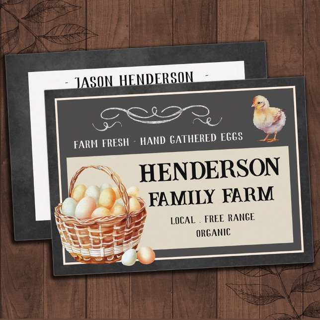 Rustic Chalkboard Chicken Eggs Farm Visitkort (Skapare uppladdad)