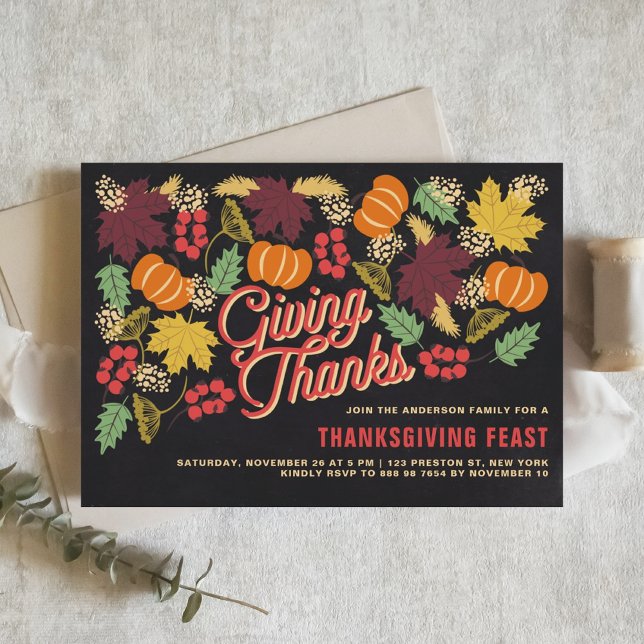 Rustic Chalkboard Fall Harvest Thanksgiving Party Inbjudningar (Skapare uppladdad)