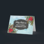 Rustic Chalkboard Far i Law God jul Kort<br><div class="desc">God jul för far i ett juridiskt kort med den rustiska land-kritan i mönster och vintern löv med poinsettias.</div>