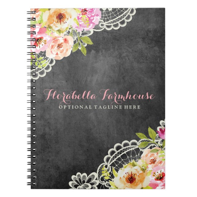 Rustic Chalkboard Farmhouse Ro Snöre Shabby chic Anteckningsbok Med Spiral (Framsidan)