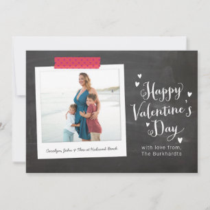 Rustic Chalkboard Glad Valentine Day Photo Holi Julkort
