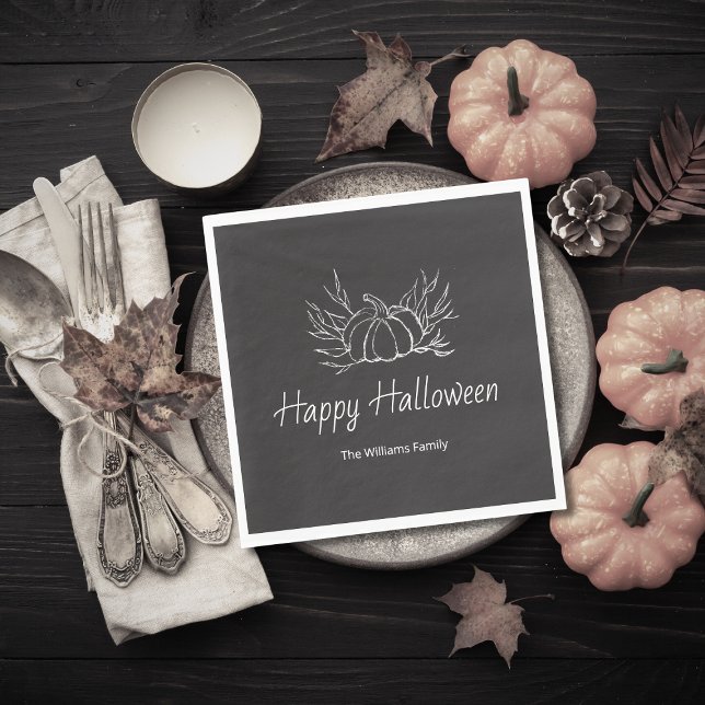 Rustic Chalkboard Halloween fest Simple Pumpkin Pappersservett (Skapare uppladdad)