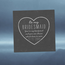 Rustic Chalkboard Heart be my Bridesmaid Frieri