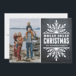 Rustic Chalkboard Holly Jolly-julfotoport Julkort<br><div class="desc">Anpassade-fotokort för rustik helgdag med krita och vismiskt snöflingor. Liknande artiklar finns i min butik.</div>
