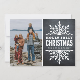 Rustic Chalkboard Holly Jolly-julfotoport Julkort