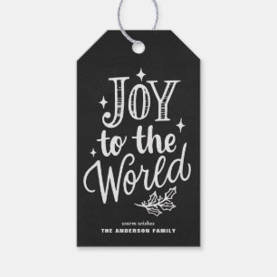 Rustic Chalkboard Joy till världsjulen Sång Presentetikett