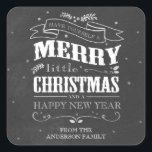 Rustic Chalkboard-julklapp Fyrkantigt Klistermärke<br><div class="desc">Juldekalen i Rustic Chalkboard. Anpassade. En del av en samling.</div>