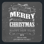 Rustic Chalkboard-julklapp Fyrkantigt Klistermärke<br><div class="desc">Juldekalen i Rustic Chalkboard. Anpassade. En del av en samling.</div>