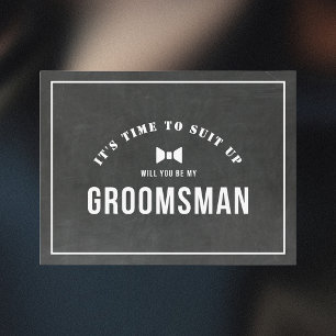 Rustic Chalkboard kommer du bli min Groomsman Inbjudan Vykort