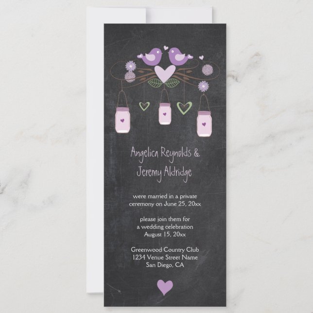 Rustic Chalkboard Love birds Mason Burk Inbjudningar (Framsida)