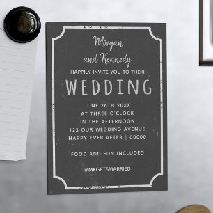 Rustic Chalkboard Magnetic Wedding-inbjudan
