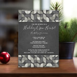 Rustic Chalkboard MCM Helgdag Open House Inbjudningar<br><div class="desc">God jul och Gott nytt år Inbjudan med en strålande modern syn. Bakgrunden är en ritning med ett trendig i mitten av århundradet i mönster. Perfekt för alla öppna hus i Helgdag eller party i julcocktail.</div>