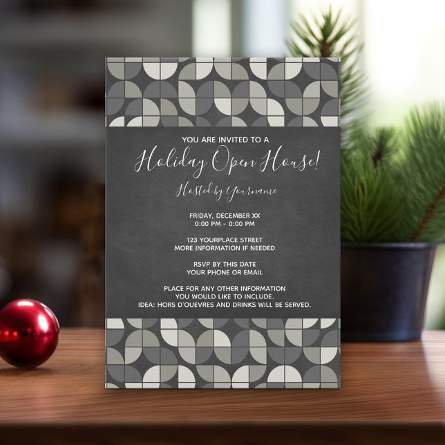Rustic Chalkboard MCM Helgdag Open House Inbjudningar (Holiday Invitation - MCM)