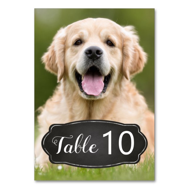 Rustic Chalkboard Modern Photo Bröllop Bordsnummer (Framsidan)