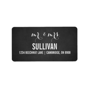 Rustic Chalkboard Mr. & Mrs Script-Adressetiketter Adressetikett