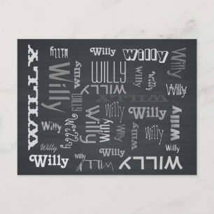Rustic Chalkboard Namn Collage Vykort