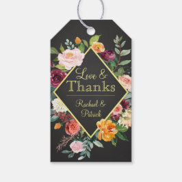 Rustic Chalkboard och Blommigt Tack Presentetikett