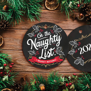 Rustic Chalkboard "on the Naughty List". Jul Julgransprydnad Keramik