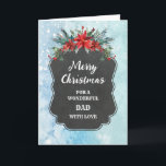 Rustic Chalkboard Pappa God jul Kort<br><div class="desc">God jul för pappa-kort med den rustiska land-kritan mönster och vinter-blad med poinsettias.</div>