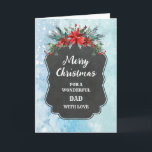 Rustic Chalkboard Pappa God jul Kort<br><div class="desc">God jul för pappa-kort med den rustiska land-kritan mönster och vinter-blad med poinsettias.</div>