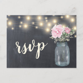 Rustic Chalkboard Peony Blommigt Mason Burk | OSA Inbjudan Vykort