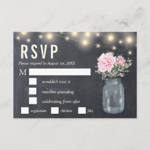 Rustic Chalkboard Peony Blommigt Mason OSA Meal Inbjudningar