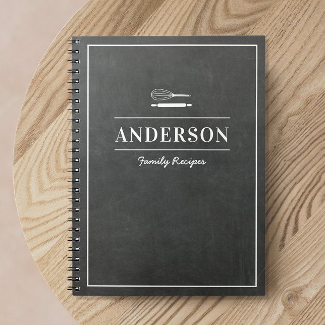 Rustic Chalkboard Personalized Family Recipe Book Anteckningsbok (Skapare uppladdad)