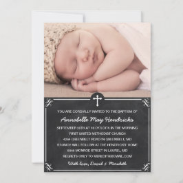 Rustic Chalkboard Photo Baptism/Christening Inbjudningar