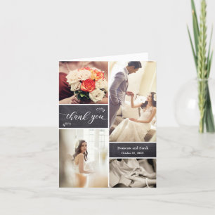 Rustic Chalkboard Photo Collage Bröllop Tack Kort