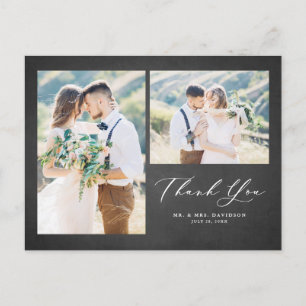 Rustic Chalkboard Photo Collage Bröllop Tack Vykort