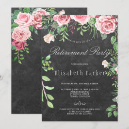 Rustic Chalkboard Rosa ros Pension Party Inbjudningar