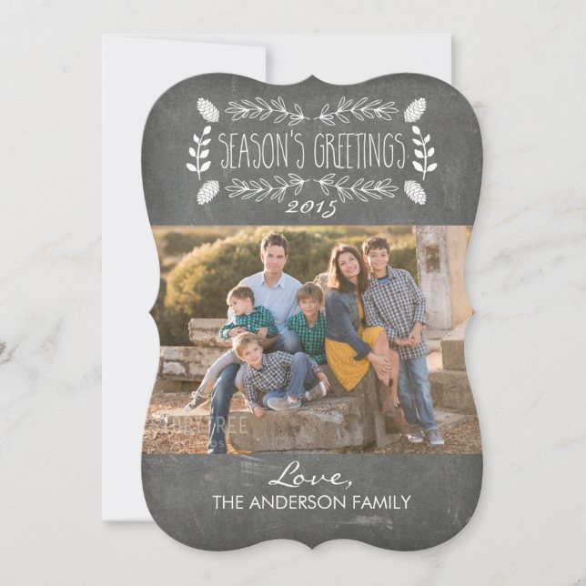 Rustic Chalkboard Season's Greetings Photo Card Julkort (Framsida)