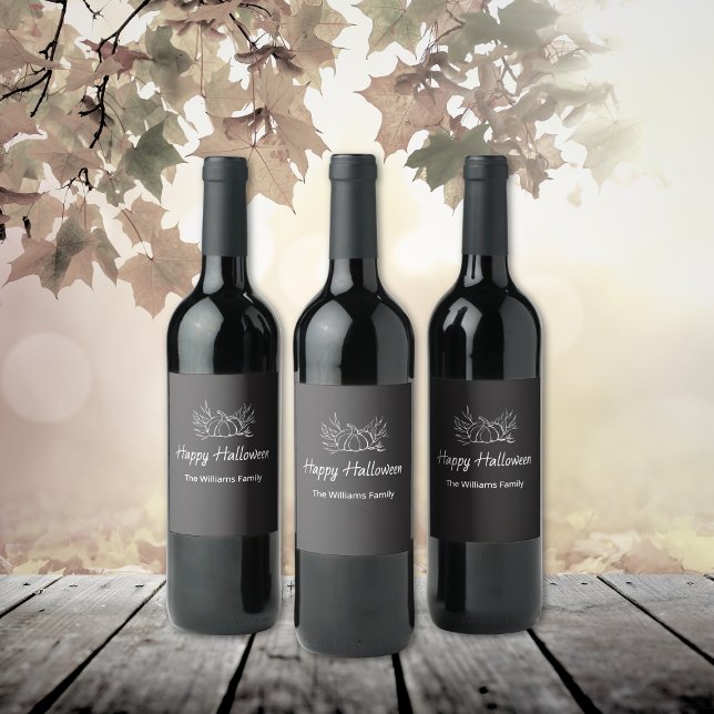 Rustic Chalkboard Simple Halloween fest Pumpkin Vinflaska Etikett (Skapare uppladdad)