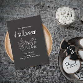 Rustic Chalkboard Simple Pumpkin Happy halloween Julkort