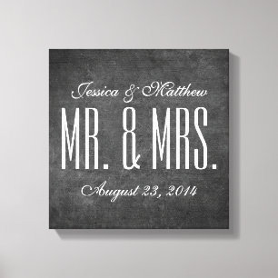 Rustic Chalkboard Stil Bröllop stretched Canvas