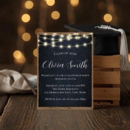 Rustic Chalkboard & String Lights Graduation Party Inbjudningar