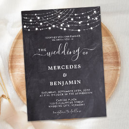 Rustic Chalkboard String Ljus County Wedding Inbjudningar