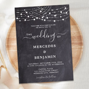 Rustic Chalkboard String Ljus County Wedding Inbjudningar