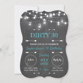 Rustic Chalkboard String Ljus Dirty 30 Birthday Inbjudningar