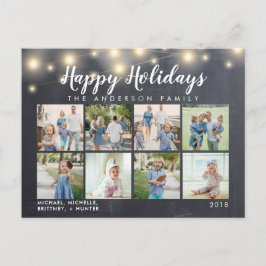 Rustic Chalkboard String Ljus Photo Helgdag Vykort