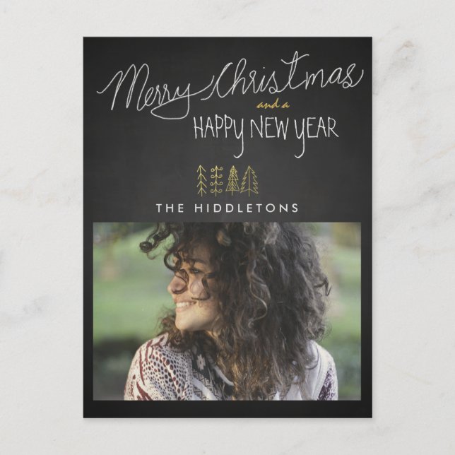 Rustic Chalkboard Typography Helgdag Photo Helg Vykort (Framsida)