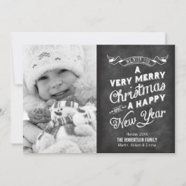 Rustic Chalkboard Typography Photo Julkort