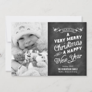 Rustic Chalkboard Typography Photo Julkort