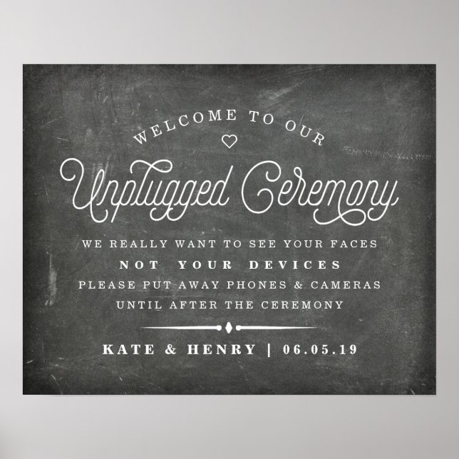 Rustic Chalkboard Unplugged Ceremony Poster 2 (Framsidan)