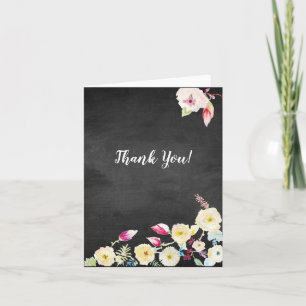 Rustic Chalkboard Vintage Blommigt Bröllop Tack Kort