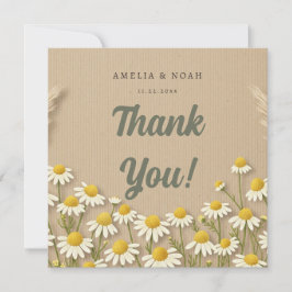 Rustic Chamomile Wedding Thank You Card Tack Kort