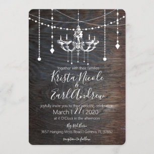 Rustic Chandelier County Wedding-inbjudningar Inbjudningar